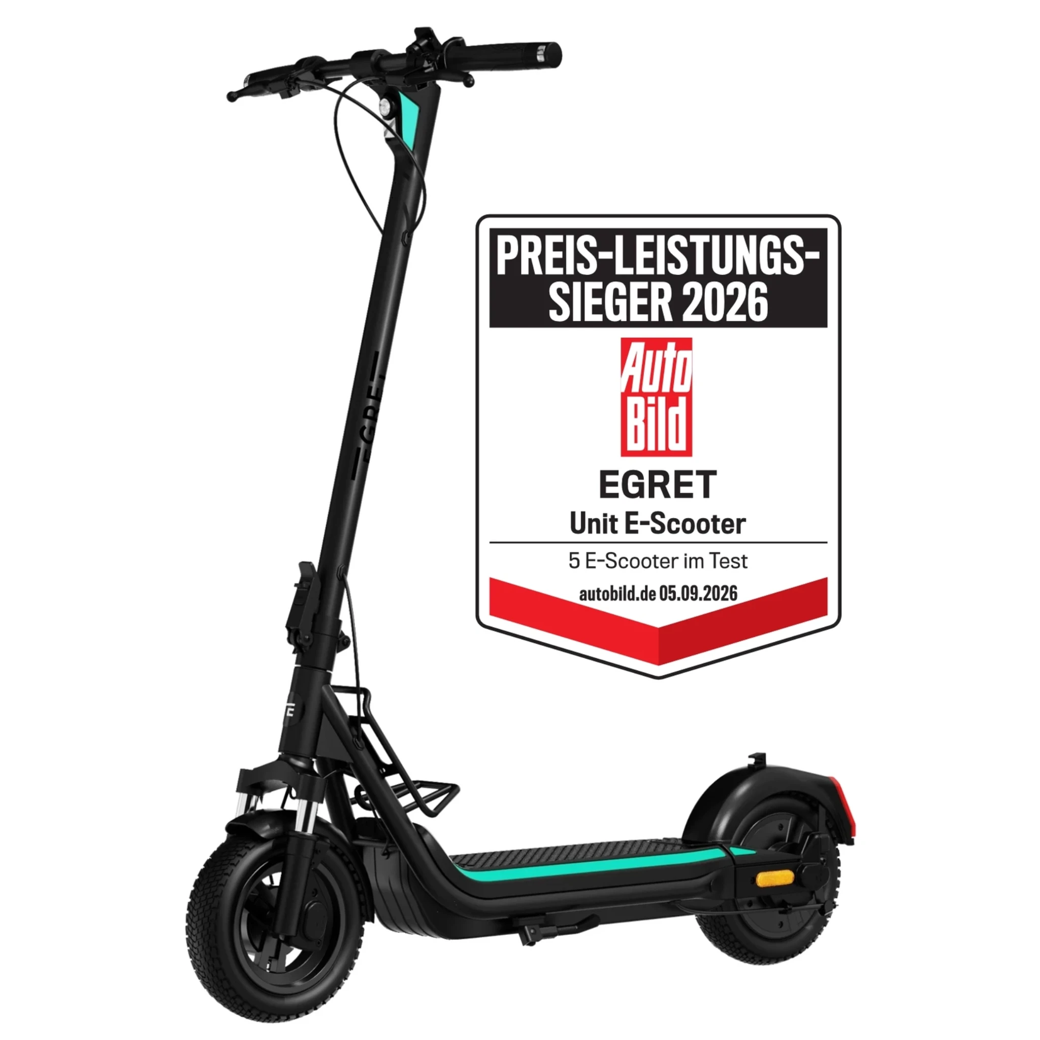 Egret Unit e-scooter – vue d’ensemble en Racer Black